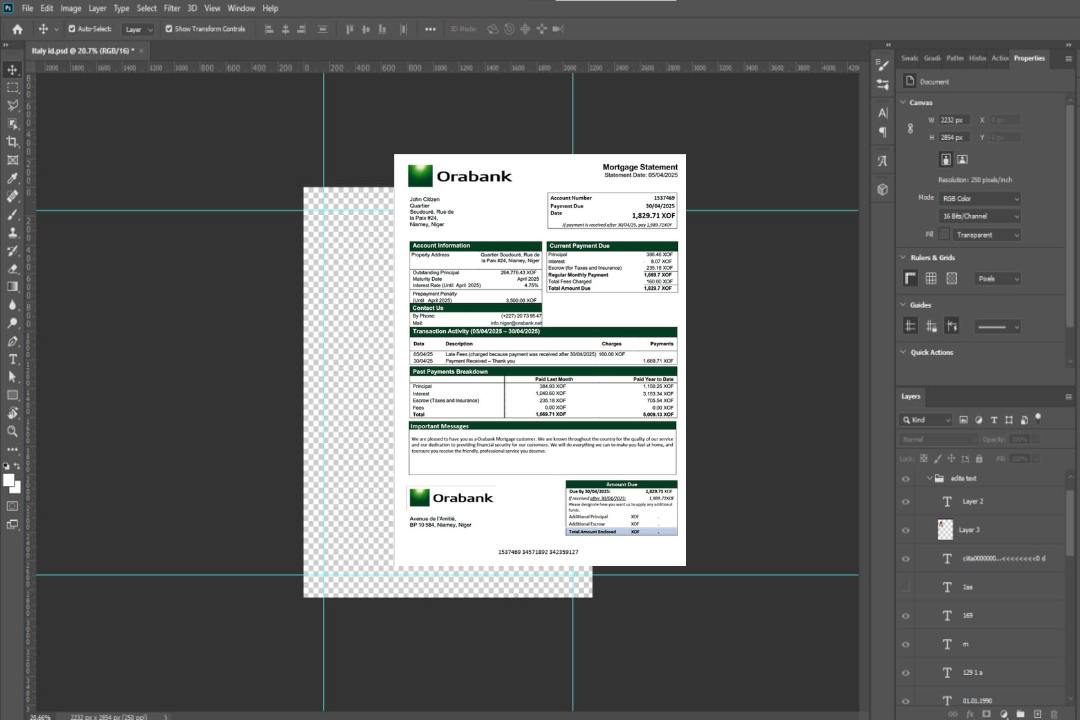 Modèle Word et PDF de relevé hypothécaire du Niger Orabank template Modèle Word et PDF de relevé hypothécaire du Niger Orabank template